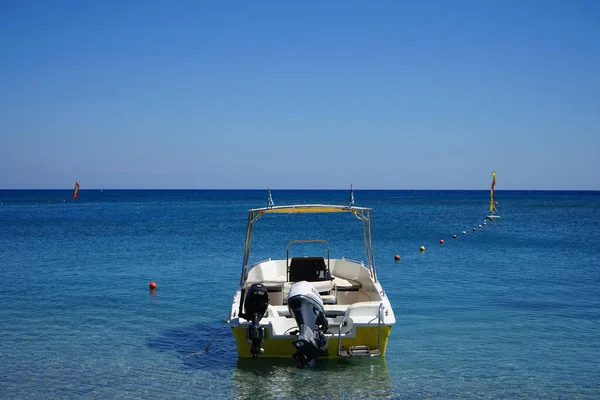 Boat Water Coast Kolimpia Rhodes Greece — Stock Fotó