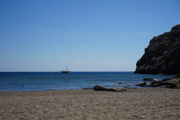 Voilier Horizon Mer Par Une Journée Ensoleillée Septembre Kolimpia Rhodes — Photo