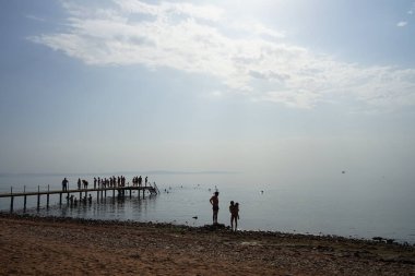 Kızıl Deniz 'de plaj tatili. Dahab, Güney Sina Valiliği, Mısır 