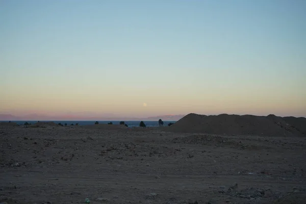 Luna Sobre Golfo Aqaba Mar Rojo Octubre Dahab Provincia Del —  Fotos de Stock