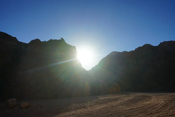 Zachód Słońca Nad Górami Dahab Republika Południowej Synaju Egipt — Zdjęcie stockowe