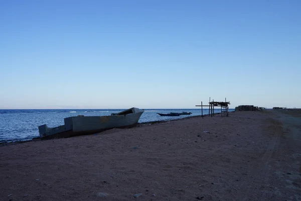 Båtar Utanför Röda Havets Kust Akababukten Dahab Södra Sinai Governorate — Stockfoto