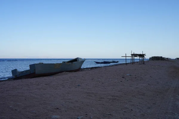 Barche Largo Della Costa Del Mar Rosso Nel Golfo Aqaba — Foto Stock