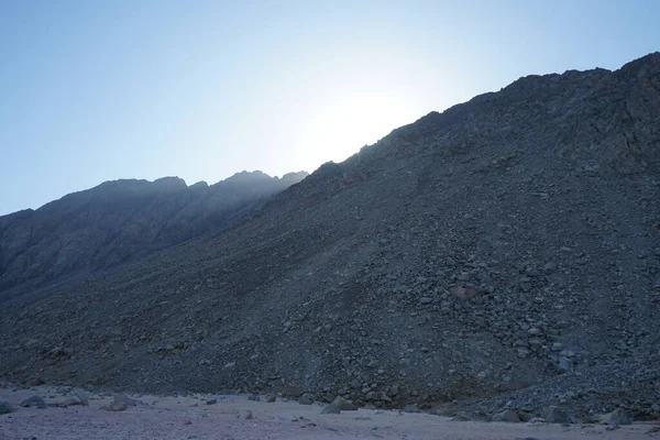 Hermoso Paisaje Con Puesta Sol Sobre Montaña Dahab Provincia Del — Foto de Stock