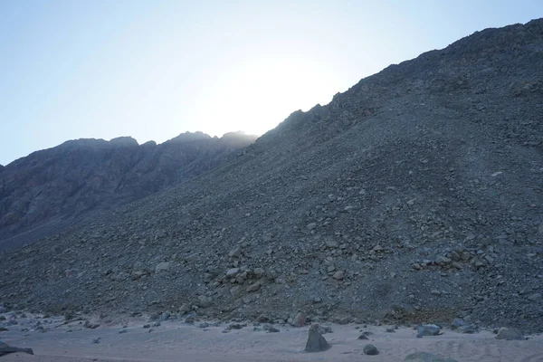 Hermoso Paisaje Con Puesta Sol Sobre Montaña Dahab Provincia Del — Foto de Stock
