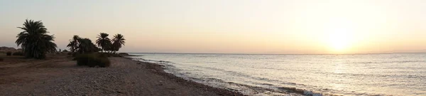 Photo Panorama Beautiful Seascape Sunrise Red Sea Gulf Aqaba Dahab — Stock Photo, Image