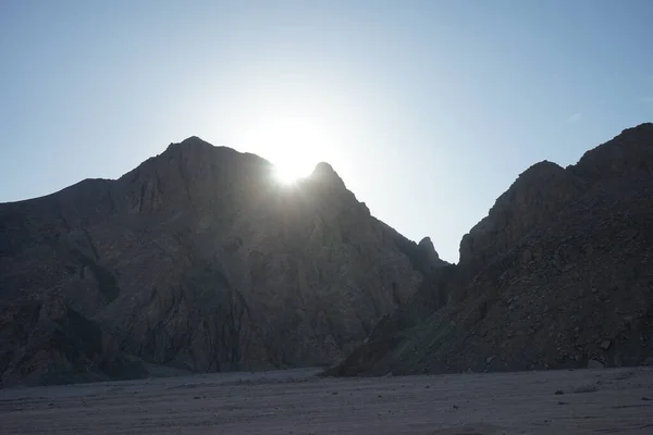 Vackert Landskap Med Solnedgång Över Berget Dahab Södra Sinai Governorate — Stockfoto