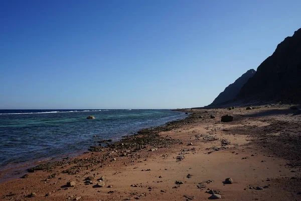 Akabe Körfezi 'ndeki muhteşem Kızıldeniz sahili. Dahab, Güney Sina Valiliği, Mısır  