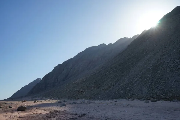 Schöne Landschaft Mit Sonnenuntergang Über Dem Berg Dahab South Sinai — Stockfoto