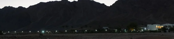 Panorama Fotografico Illuminazione Notturna Del Parco Happy Life Village Dahab — Foto Stock