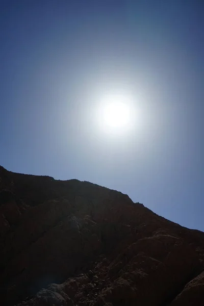 Slunce Nad Horami Malakot Mountain Oasis Wadi Gnai Dahab South — Stock fotografie