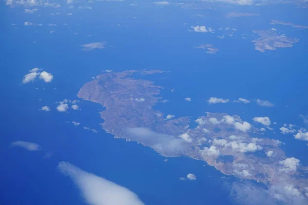Vista Del Mar Mediterráneo Las Islas Desde Vuelo Avión Desde —  Fotos de Stock
