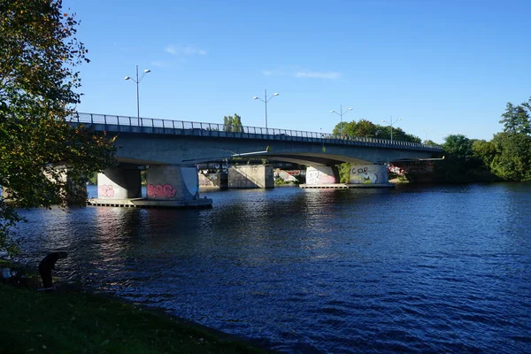 Ponte Wilhelm Spindler Uma Ponte Concreto Protendido Distrito Treptow Koepenick — Fotografia de Stock
