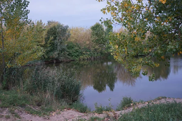 Magnifique Paysage Avec Lac Wuhlesee Octobre Marzahn Hellersdorf Berlin Allemagne — Photo