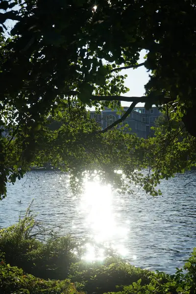 View Sunset River Dahme Island Schlossinsel 12557 Berlin Germany — Stockfoto