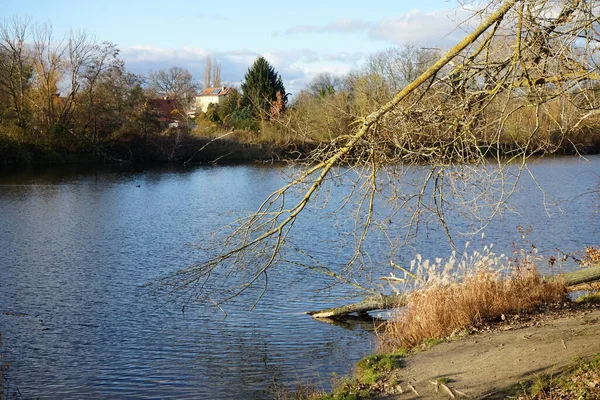 Magnifique Paysage Avec Lac Wuhlesee Novembre Marzahn Hellersdorf Berlin Allemagne — Photo