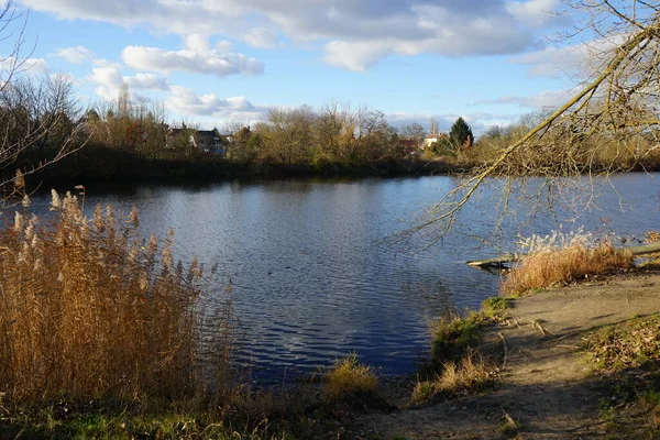 Magnífico Paisaje Con Lago Wuhlesee Noviembre Marzahn Hellersdorf Berlín Alemania —  Fotos de Stock