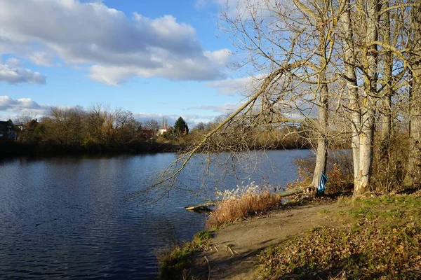 Magnifico Paesaggio Con Lago Wuhlesee Nel Mese Novembre Marzahn Hellersdorf — Foto Stock