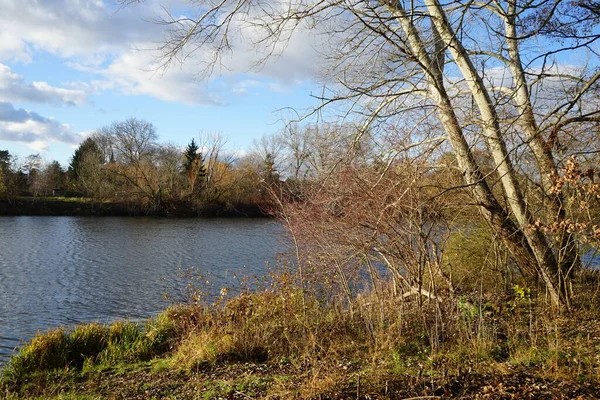 Magnífico Paisaje Con Lago Wuhlesee Noviembre Marzahn Hellersdorf Berlín Alemania —  Fotos de Stock