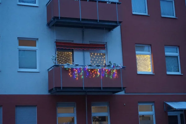 Christmas Illumination Balconies December Berlin Germany — ストック写真