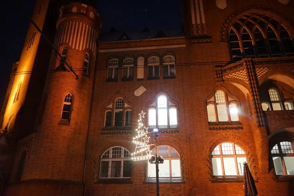 Christmas Illumination Rathaus Koepenick Town Hall Berlin Germany — Zdjęcie stockowe