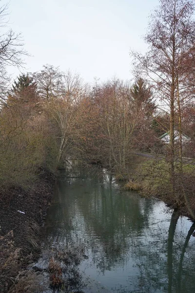 Shallow River Wuhle Surroundings Beautiful Vegetation December Berlin Germany — Stock fotografie
