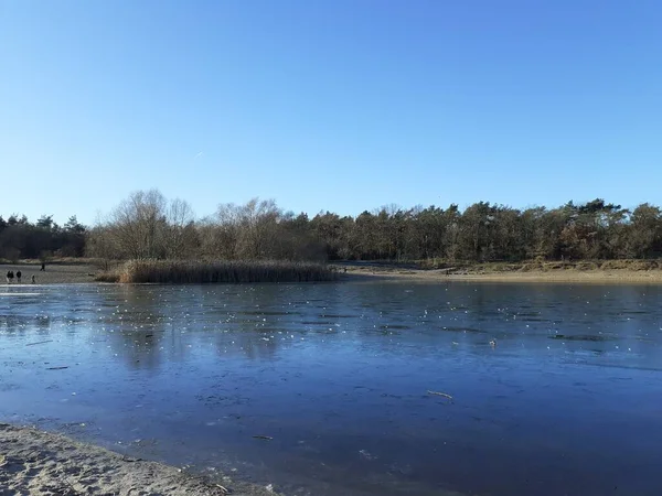 Ice Habermannsee Lake December Kaulsdorfer Baggersee Marzahn Hellersdorf Berlin Germany — Foto de Stock