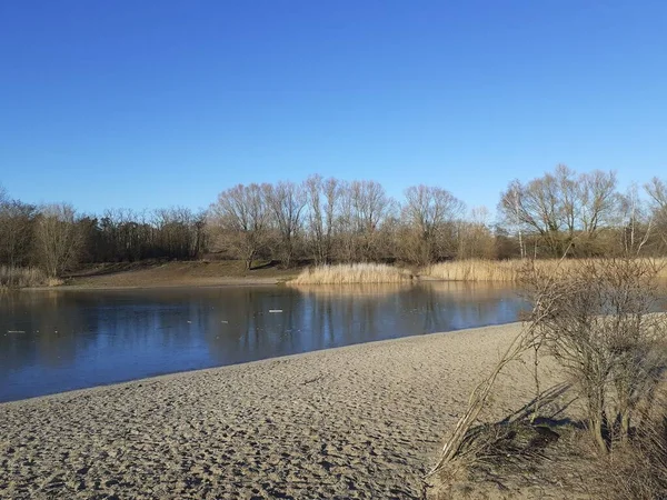 Ice Habermannsee Lake December Kaulsdorfer Baggersee Marzahn Hellersdorf Berlin Germany — Photo