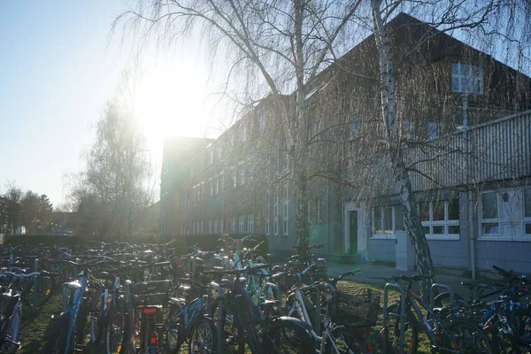 Parked Bicycles Schoolchildren School Berlin Germany — Foto de Stock