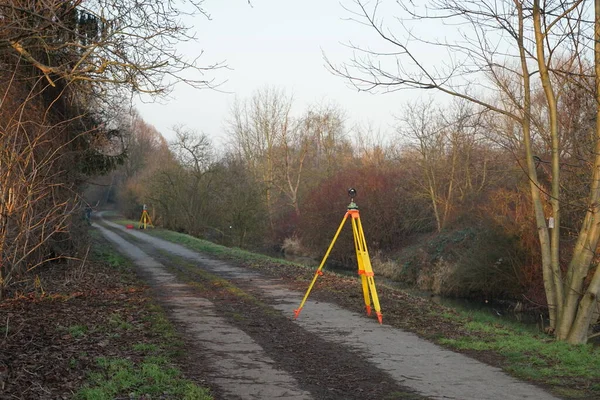 Equipment for marking the territory and construction. Land surveying plays a vital role in the construction, development, and environmental processes of projects. Berlin, Germany