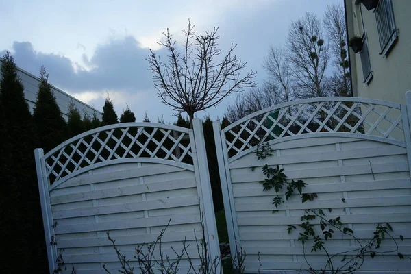 White Dense Fence Enclosing Garden Views Passers Berlin Germany — Stock Fotó