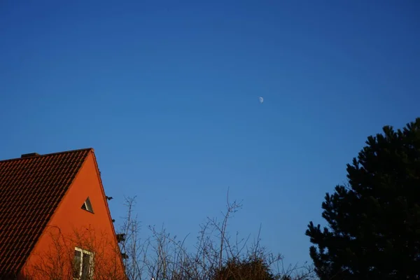 Moon Evening Sky Winter Berlin Germany — 스톡 사진