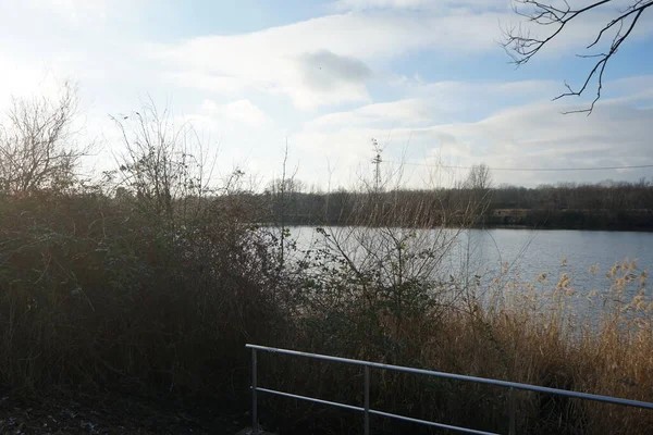 Beautiful Biesdorfer Baggersee Lake Surrounded Winter Vegetation January Berlin Germany — ストック写真