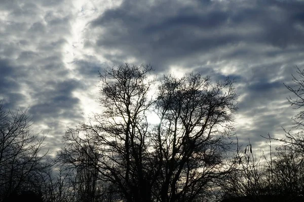 Mooie Bewolkte Lucht Bij Zonsondergang Januari Berlijn Duitsland — Stockfoto