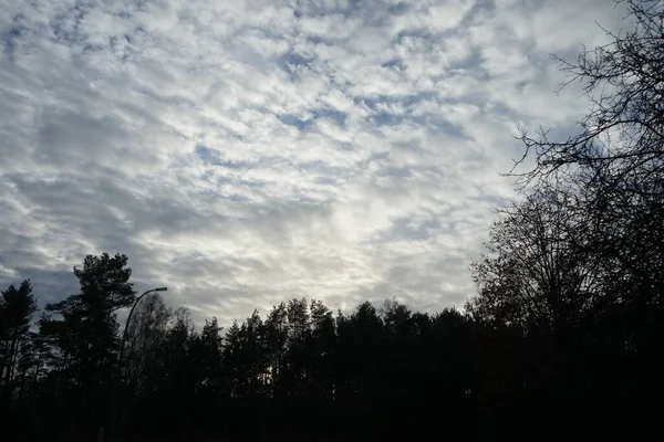 Vacker Molnig Himmel Vid Solnedgången Januari Berlin Tyskland — Stockfoto