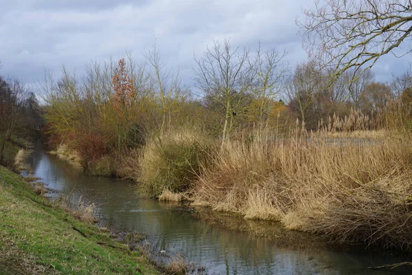 Uitzicht Rivier Wuhle Wuhlesee Winter Berlijn Duitsland — Stockfoto