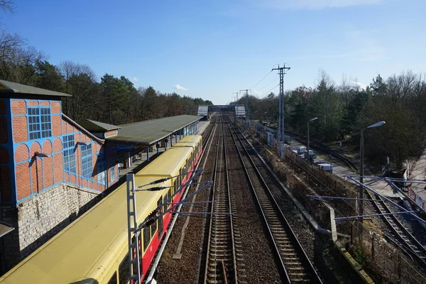 Utsikt Över Järnvägs Och Järnvägsstationen Från Bron Februari Berlin Tyskland — Stockfoto