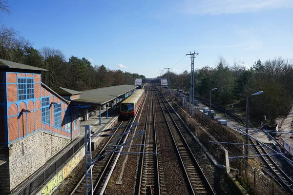 Utsikt Över Järnvägs Och Järnvägsstationen Från Bron Februari Berlin Tyskland — Stockfoto