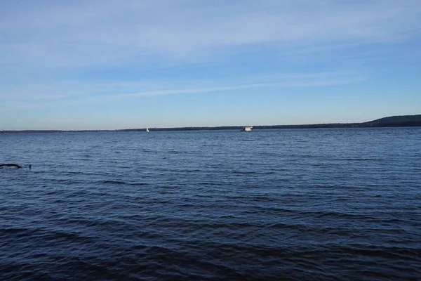 Vista Del Lago Grosser Mueggelsee Vegetación Circundante Febrero 12559 Berlín — Foto de Stock