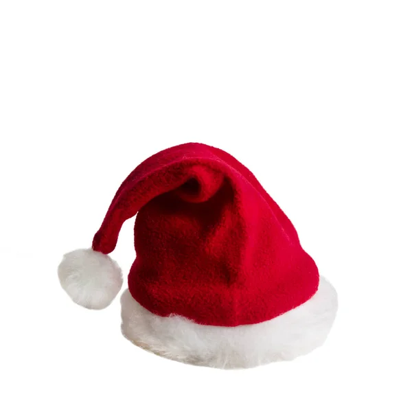 Santa Claus kapelusz izolowany na białym tle. — Zdjęcie stockowe