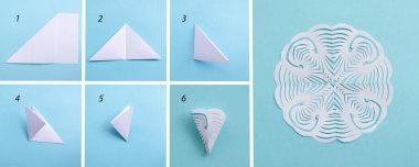 Adım adım, origami kağıdının nasıl kişiselleştirilmiş Xmas dekorasyonu kar tanesi ya da yıldız yapılacağı talimatı. Çocuk konseptiyle basit bir ölüm..