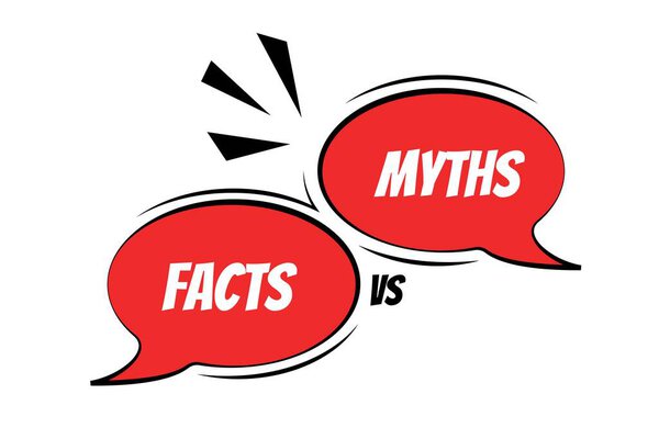 Myths vs facts Vector illustration on white background Thin line speech bubbles with facts and myths Speech bubble icons Concept of thorough fact-checking or easy compare evidence. Flat cartoon style