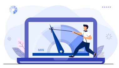 Web sitesi optimizasyon Sayfa hızı ve SEO Düz vektör konsept illüstrasyonu Web sitesi hızı Sayfa optimizasyon hız test Ölçümü yavaş arama medya içeriği yüklemesi. Sinyal kalitesi