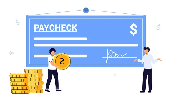 Paycheck Salary Payroll 직원들에게 Payday Money Prize 복권에 급여를 지급한다 — 스톡 벡터