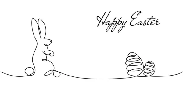Easter Bunny Continuous One Line Drawing Bunny Minimalist Contour Illustration 스톡 벡터