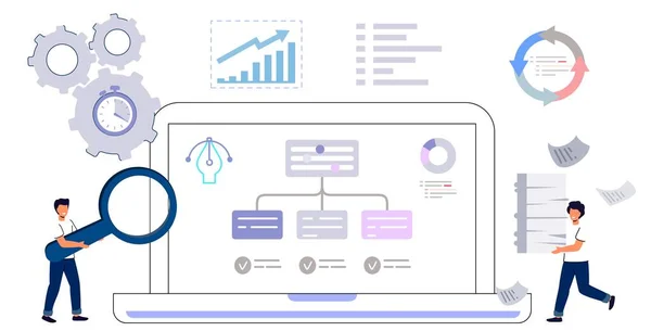 Workflow Automatisierung Arbeitskräfteorganisation Und Management Geschäftswachstum Wege Abstraktes Konzept Vektor — Stockvektor