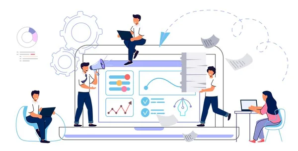 Workflow Automation Workforce Organisation Och Ledning Affärstillväxt Vägar Abstrakt Koncept Vektorgrafik