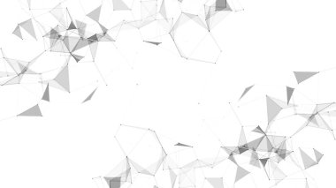 Uzayda üçgen şekillerin dağılımı. Ağ bağlantısı yapısı. Büyük veri dijital arkaplanı. Üç Boyut .