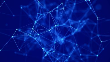Çizgiler ve noktalar birbirine bağlı teknolojik altyapı. Ağ bağlantısı yapısı. Dijital veri iletişimi. 3B görüntüleme.