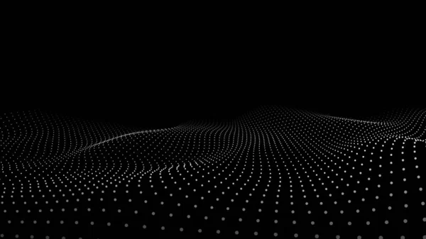 移動粒子の抽象的な背景 未来的な点線の波 ビッグデータだ ベクターイラスト — ストックベクタ